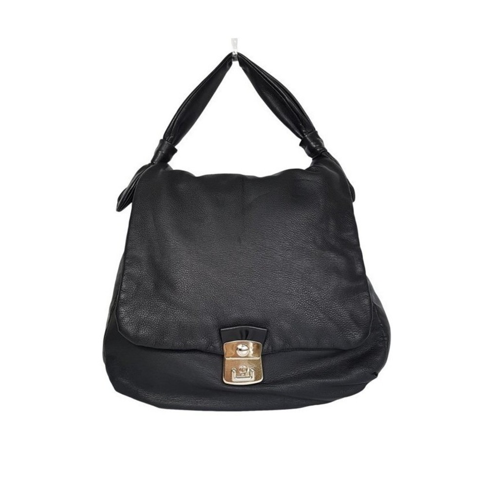 Marc by Marc Jacobs Black Pebbled Leather Hobo Bag Heart Print Lining